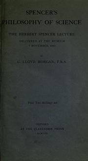 Cover of: Spencer's philosophy of science by C. Lloyd Morgan