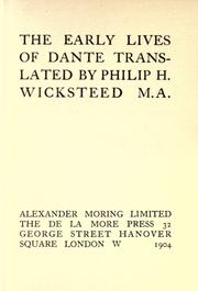 Cover of: The early lives of Dante by translated by Philip H. Wicksteed.
