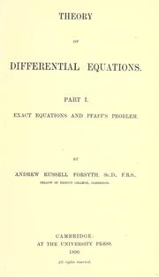 Cover of: Theory of differential equations.