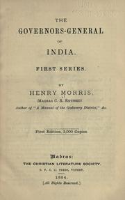 Cover of: The governors-general of India: first series