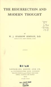 Cover of: The resurrection and modern thought by W. J. Sparrow-Simpson
