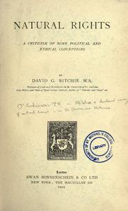 Cover of: Natural rights by David George Ritchie