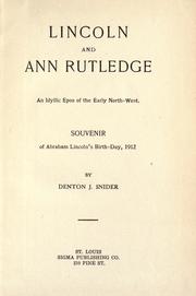 Cover of: Lincoln and Ann Rutledge by Denton Jaques Snider