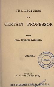 Cover of: lectures of a certain professor
