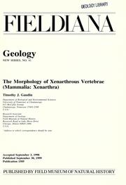 The morphology of xenarthrous vertebrae (Mammalia: Xenarthra) by Timothy J. Gaudin