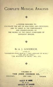 Cover of: Complete musical analysis by Alfred John Goodrich