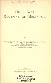 Cover of: The Jewish doctrine of mediation by Oesterley, W. O. E.