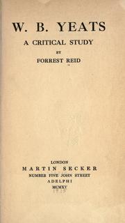 Cover of: W.B. Yeats by Forrest Reid