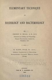 Cover of: Elementary technique in histology and bacteriology by Ernest Bryant Hoag
