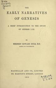 Cover of: The early narratives of Genesis by Herbert Edward Ryle
