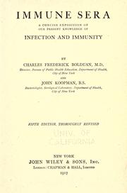 Cover of: Immune sera: a concise exposition of our present knowledge of infection and immunity