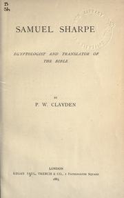 Cover of: Samuel Sharpe by Clayden, Peter William.