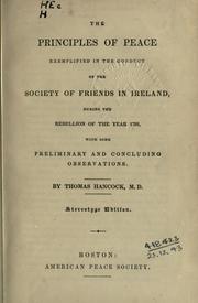 Cover of: The principles of peace by Hancock, Thomas