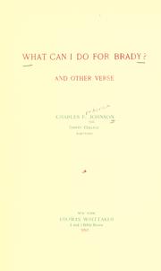 Cover of: What can I do for Brady? and other verse