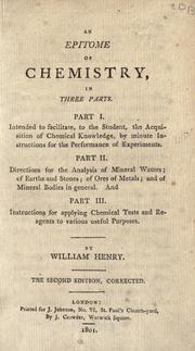 Cover of: An epitome of chemistry ... by Henry, William, Henry, William