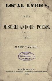 Cover of: Local lyrics, and miscellaneous poems