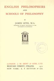 Cover of: English philosophers and schools of philosophy by James Seth