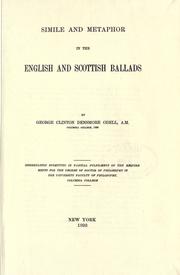 Cover of: Simile and metaphor in the English and Scottish ballads