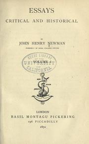 Cover of: Essays, critical and historical by John Henry Newman