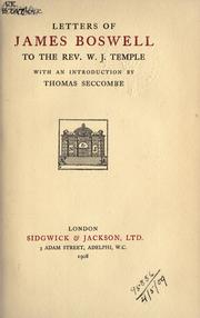 Cover of: Letters to W.J. Temple, with an introduction by Thomas Seccombe.
