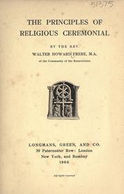 Cover of: The principles of religious ceremonial by Walter Howard Frere
