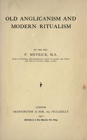 Cover of: Old Anglicanism and modern ritualism
