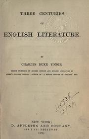 Cover of: Three centuries of English literature.