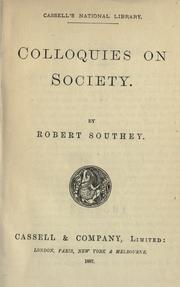 Cover of: Colloquies on society. by Robert Southey