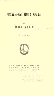 Cover of: Editorial wild oats by Mark Twain