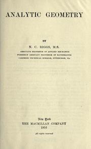 Cover of: Analytic geometry by Norman C. Riggs