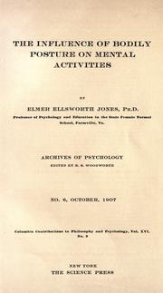 Cover of: The influence of bodily posture on mental activities by Elmer Ellsworth Jones