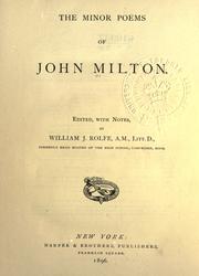 Cover of: The minor poems of John Milton. by John Milton