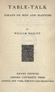 Table talk by William Hazlitt