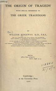 Cover of: The origin of tragedy by Ridgeway, William Sir