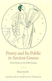 Cover of: Poetry and Its Public in Ancient Greece by Bruno Gentili