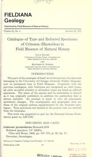 Cover of: Catalogue of type and referred specimens of Crinozoa (Blastoidea) in Field Museum of Natural History