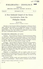 Cover of: A new gekkonid lizard of the genus Cyrtodactylus from the Philippine Islands.
