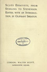 Cover of: Scots essayists, from Stirling to Stevenson. by William Henry Oliphant Smeaton