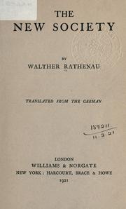 Cover of: The new society by Walther Rathenau