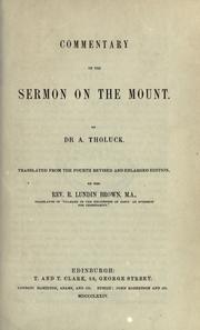 Cover of: Commentary on the Sermon on the Mount. by August Tholuck