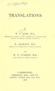 Cover of: Translations by Richard Claverhouse Jebb