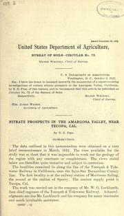 Cover of: Nitrate prospects in the Amargosa Valley, near Tecopa, Cal.