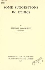 Cover of: Some suggestions in ethics by Bernard Bosanquet, Bernard Bosanquet