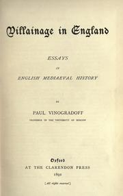 Cover of: Villainage in England by Paul Vinogradoff