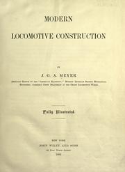 Modern locomotive construction by Jacob G. Arnold Meyer