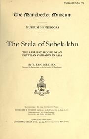 Cover of: The stela of Sebek-khu by T. Eric Peet