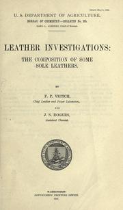 Cover of: Leather investigations by F. P. Veitch, F. P. Veitch