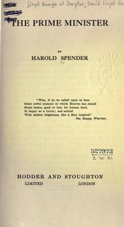Cover of: The prime minister by Harold Spender