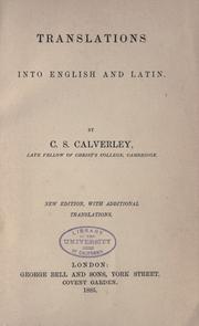 Cover of: Translations into English and Latin by Calverley, Charles Stuart