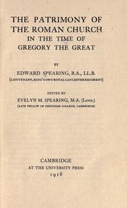 Cover of: The patrimony of the Roman church in the time of Gregory the Great by Edward Spearing